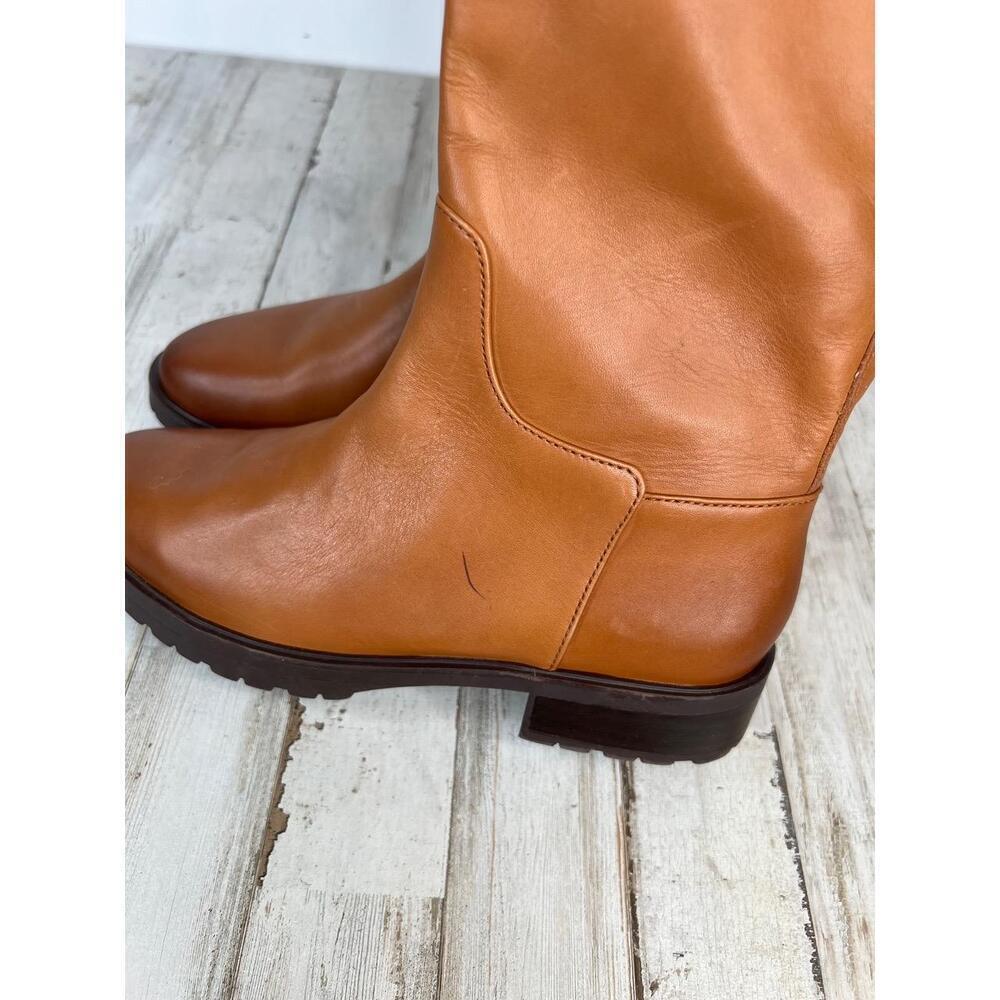 Nordstrom LEA Boots Womens Size 5.5 Tan Riding Knee-High Side Zip Classic - Picture 4 of 10